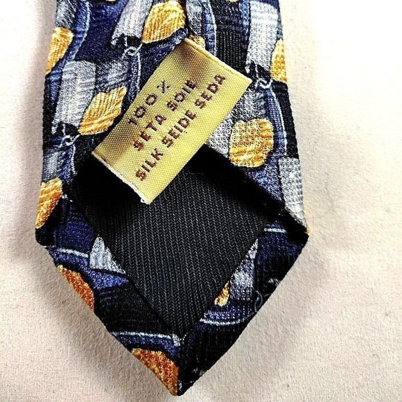 Villa Bolgheri Mens Tie 100% Silk S Blue Yellow - Picture 5 of 6